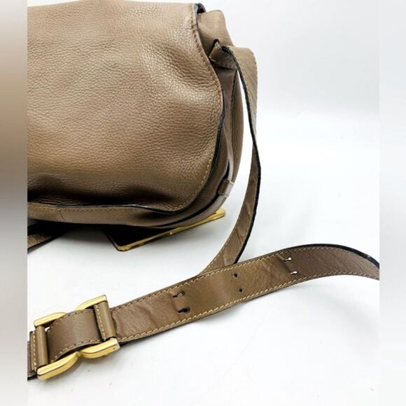 Auth Chloe Marcie Medium Tan Leather Crossbody Saddle Bag Good Preloved Bag - Picture 8 of 15